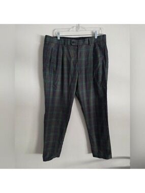 BOGNER | Vintage Plaid Pants Cotton Mens Sz 36 Short Green
